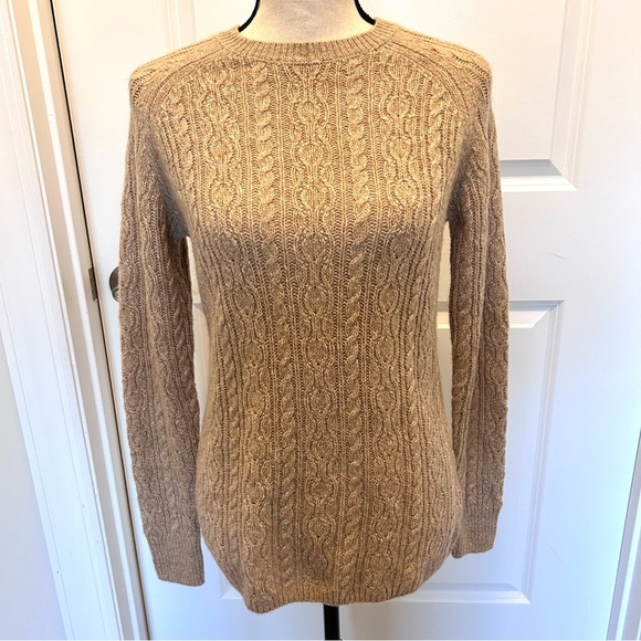 Brooks Brothers 100% Camel Hair Cable Knit Sweater SZ S - Picture 1 of 4
